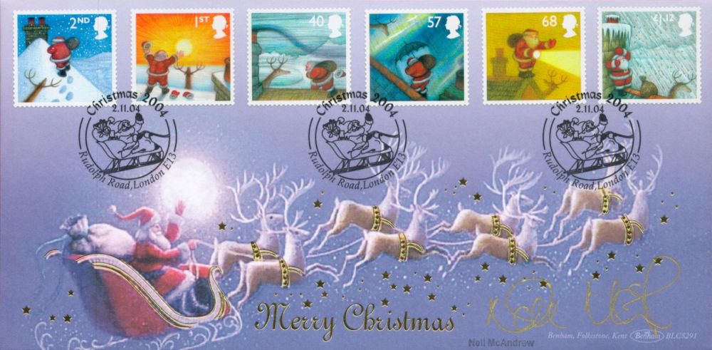 Lot 216: Neil McAndrew Signed Merry Christmas Benhams First Day...