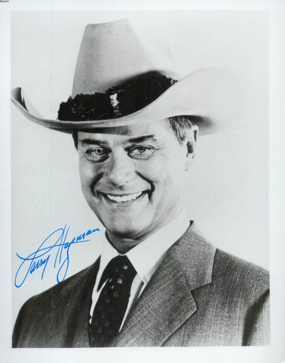 Lot 231: American Actor Larry Hagman Signed 10x8 inch Black...