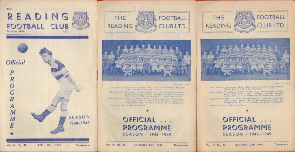 Lot 337: Reading FC Collection of 3 Vintage Matchday Programmes...