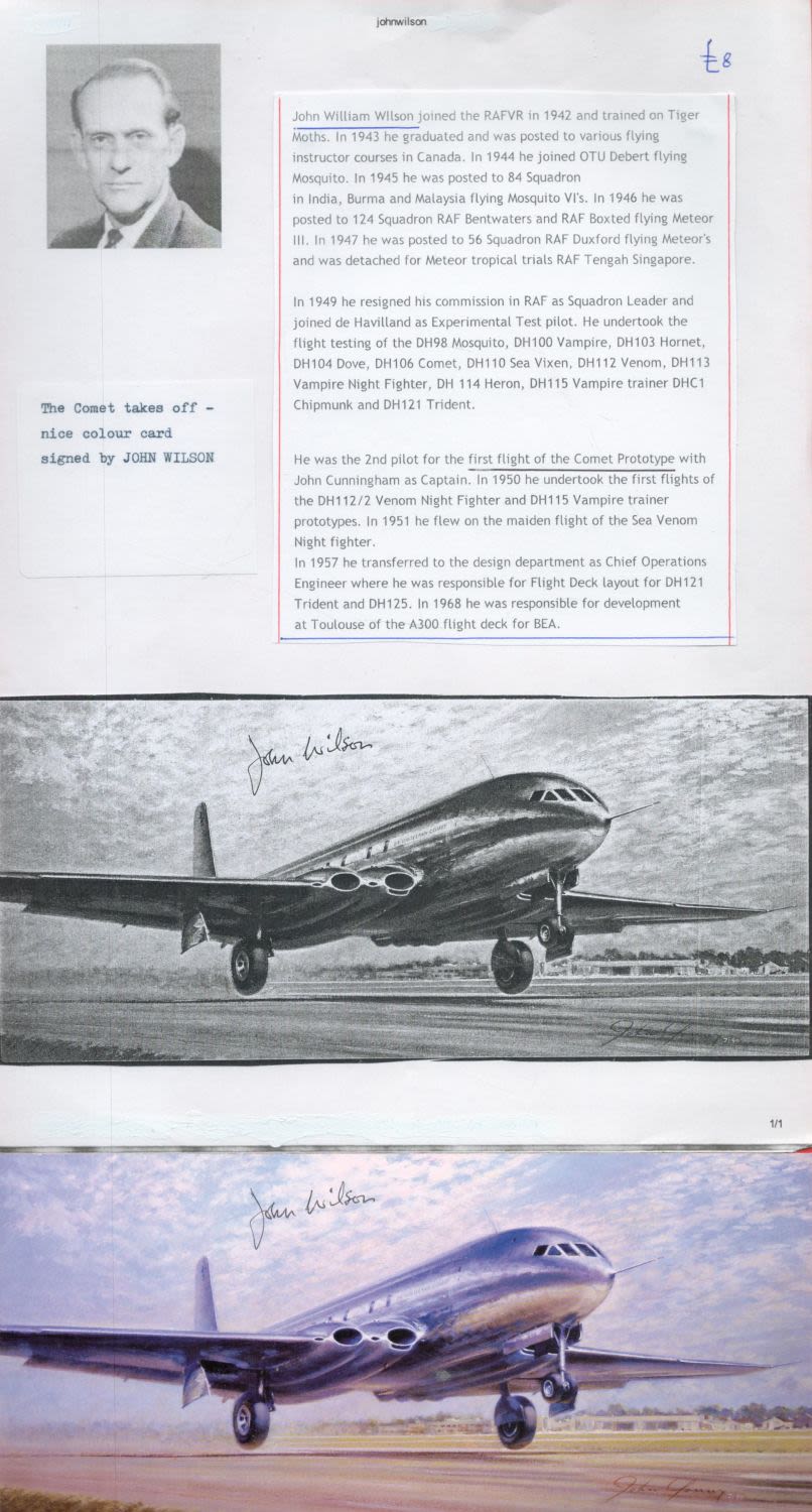 Lot 359: Aviation Comet Prototype Pilot John W Wilson Signed...