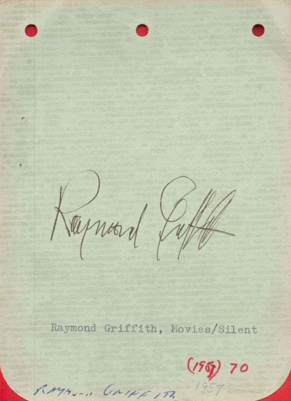 Lot 422: American Silent Movie Actor Raymond Griffith Signed 6...