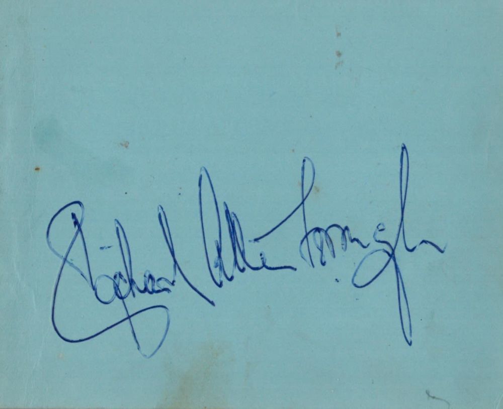 Lot 461: Sir Richard Attenborough signed blue album page. Attenborough,...