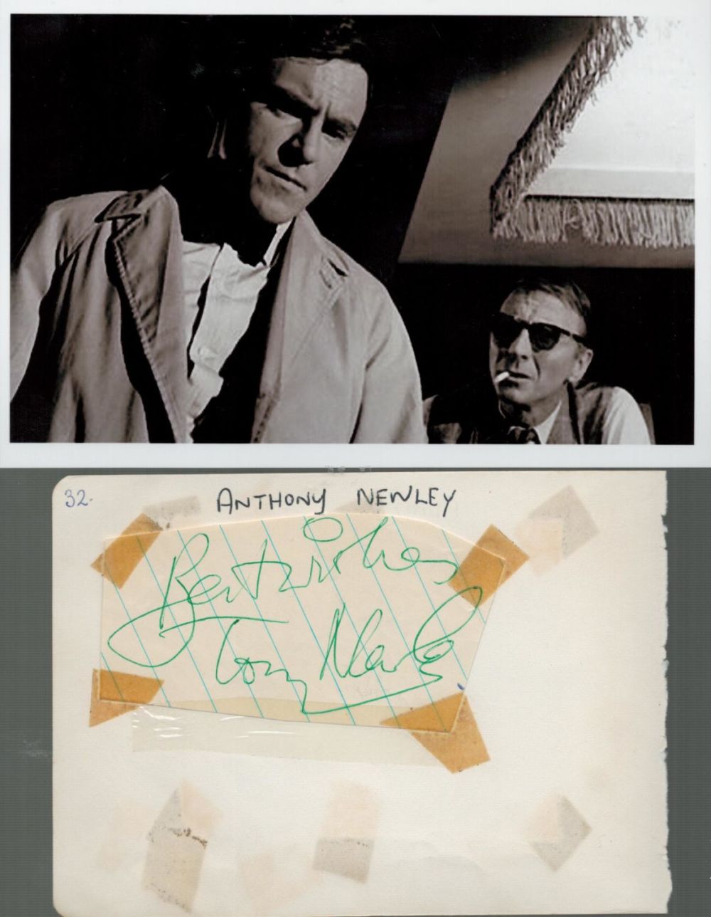 Lot 508: Anthony Newley signed album page and unsigned black...