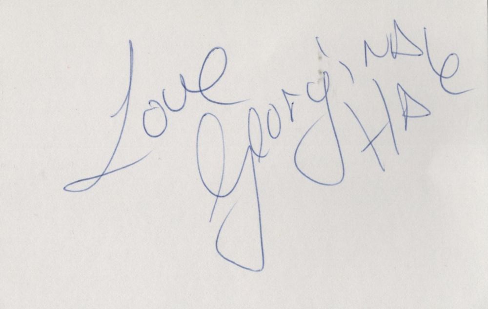 Lot 510: Georgina Hale signed white album page. Hale is...