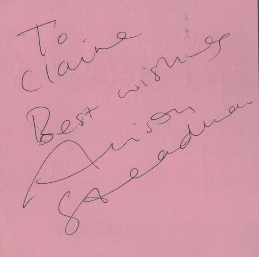 Lot 523: Alison Steadman signed and dedicated pink album page....