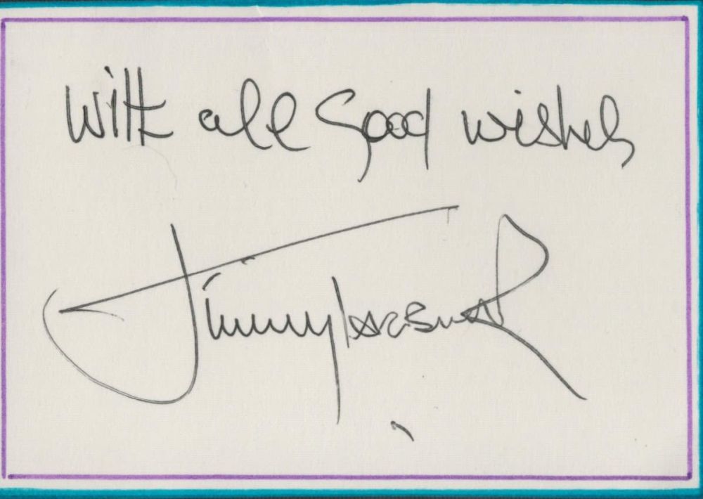 Lot 546: Jimmy Tarbuck signed small white card. Tarbuck OBE...