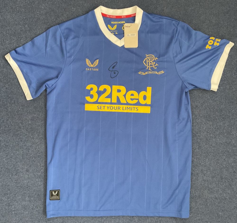 Lot 567: Connor Goldson Signed Rangers FC Home Replica Jersey...