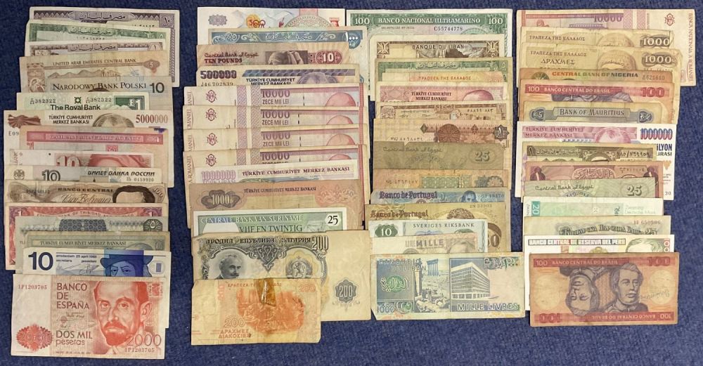 Lot 591: Vintage Banknote Collection of 57 Around The World...