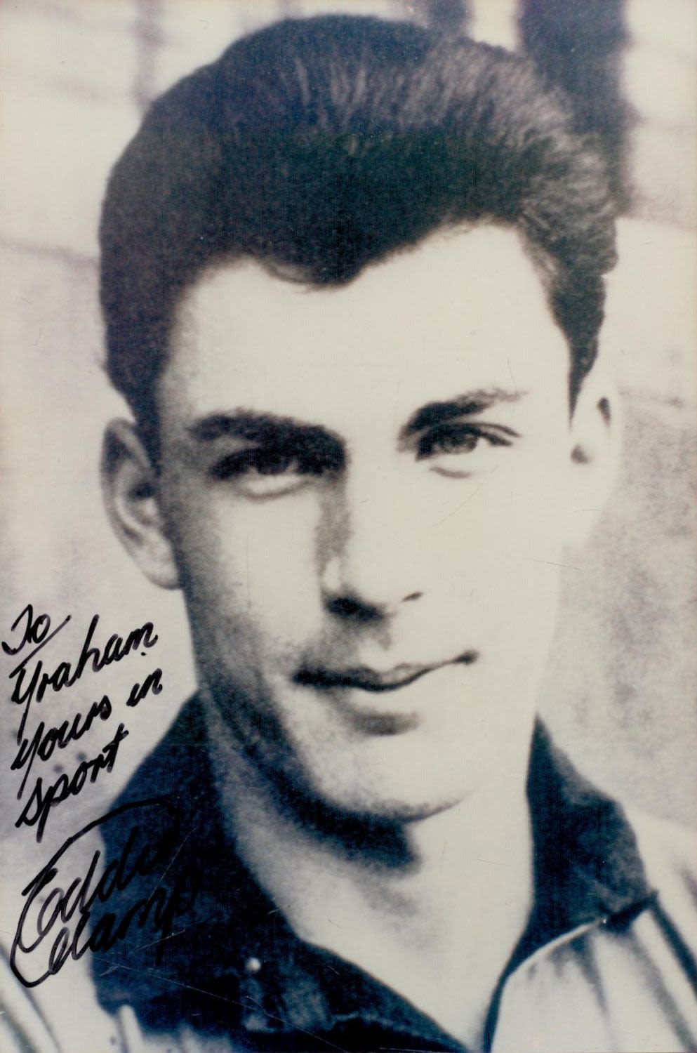 Lot 648: Eddie Clamp signed 6x4 black and white photo....