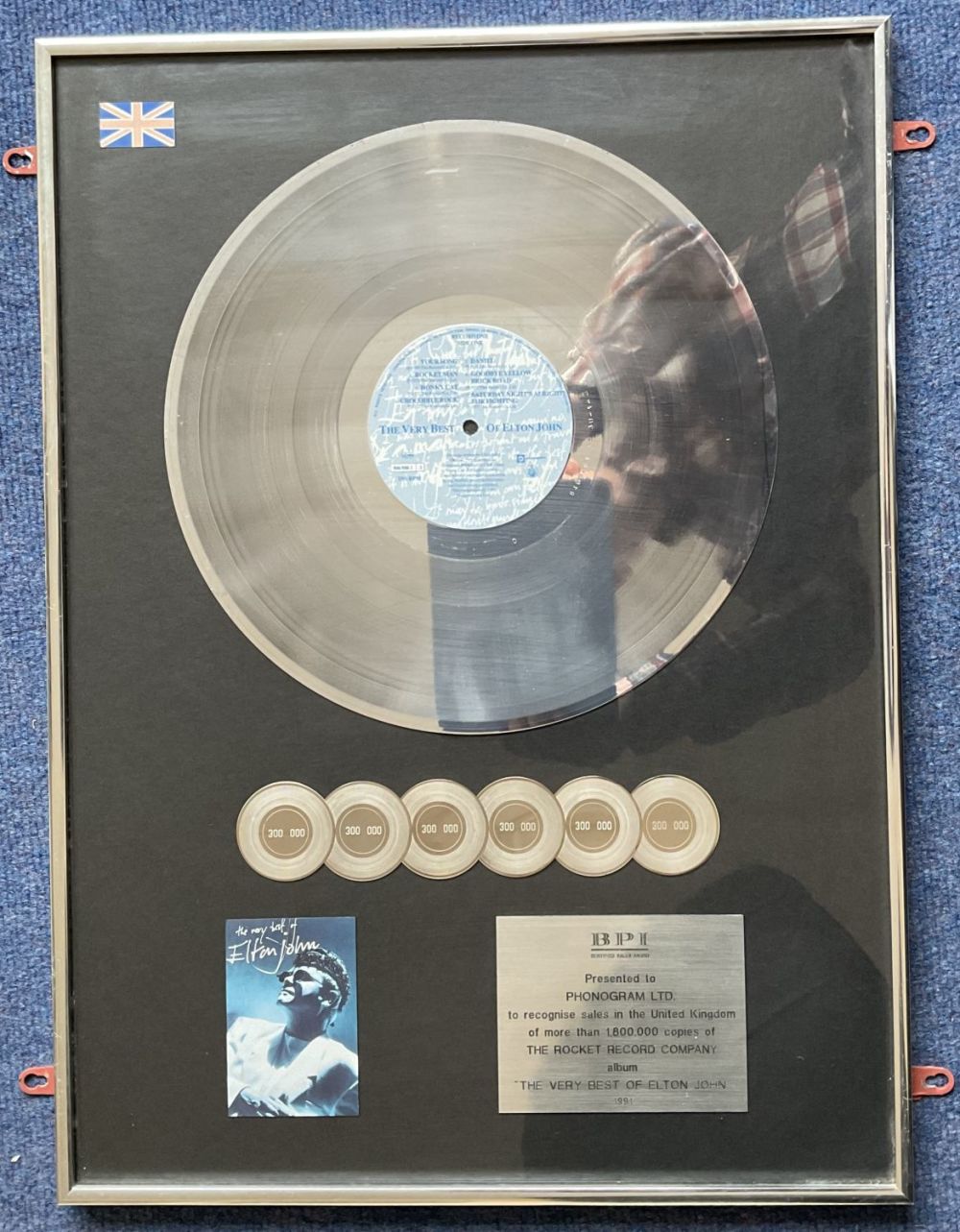 Lot 657: Elton John BPI Award Presented to Phonogram to...