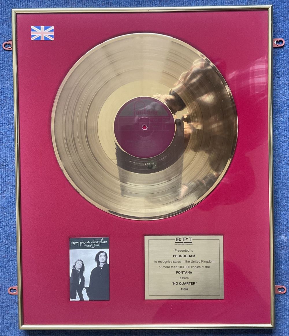 Lot 659: Jimmy Page and Robert Plant Award Presented to...