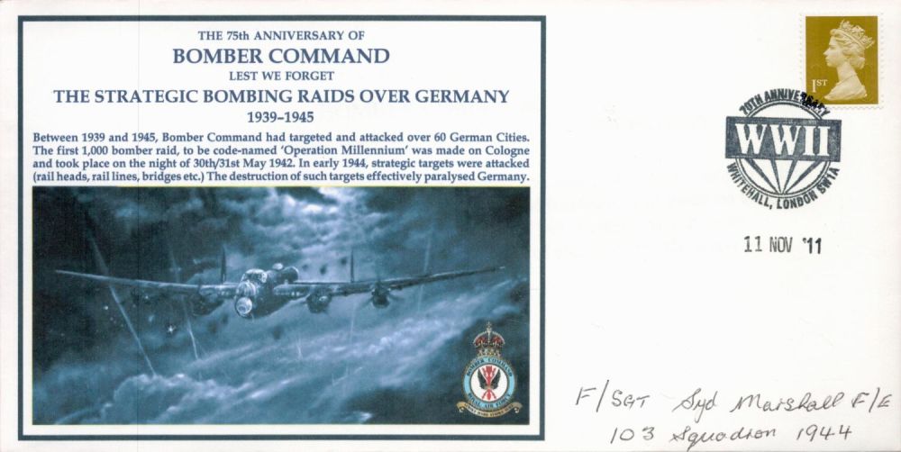 Lot 679: Flt Sgt Syd Marshall (103 Sqn 1944) Signed...