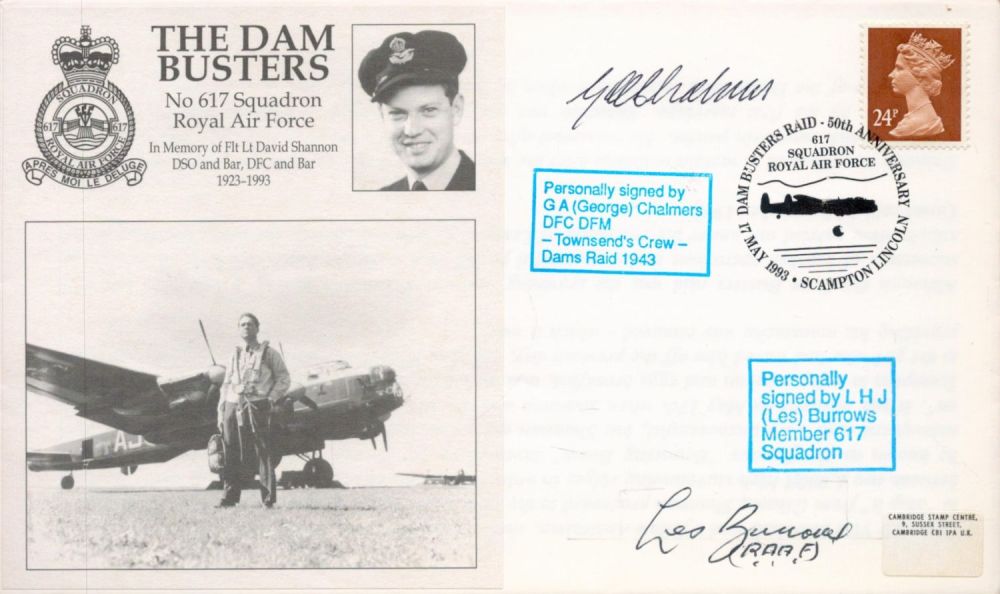 Lot 681: George Chalmers DFC DFM and Les Burrows Signed...
