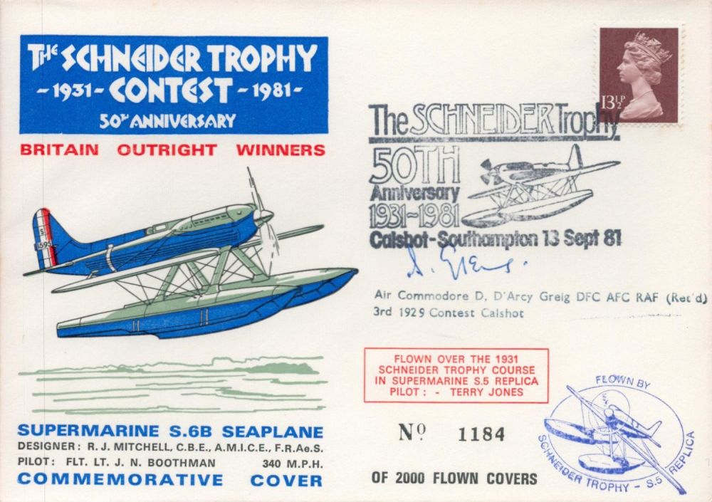 Lot 689: Air Commodore D, D'Arcy Greig DFC AFC Signed...