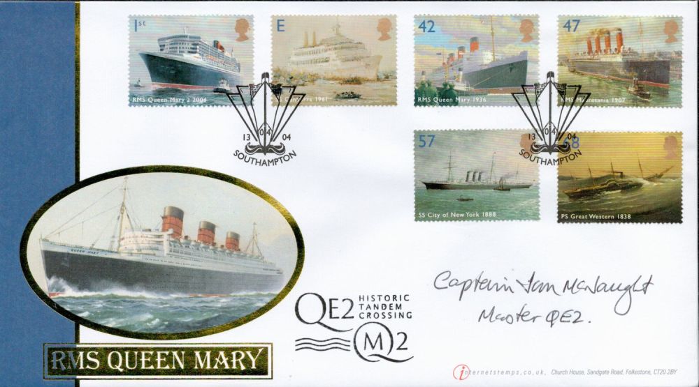 Lot 745: Captain J McNaught signed RMS Queen Mary FDC...