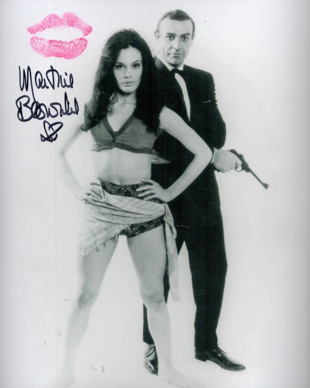 Lot 230: Martine Beswick signed 10 x 8 inch b/w...