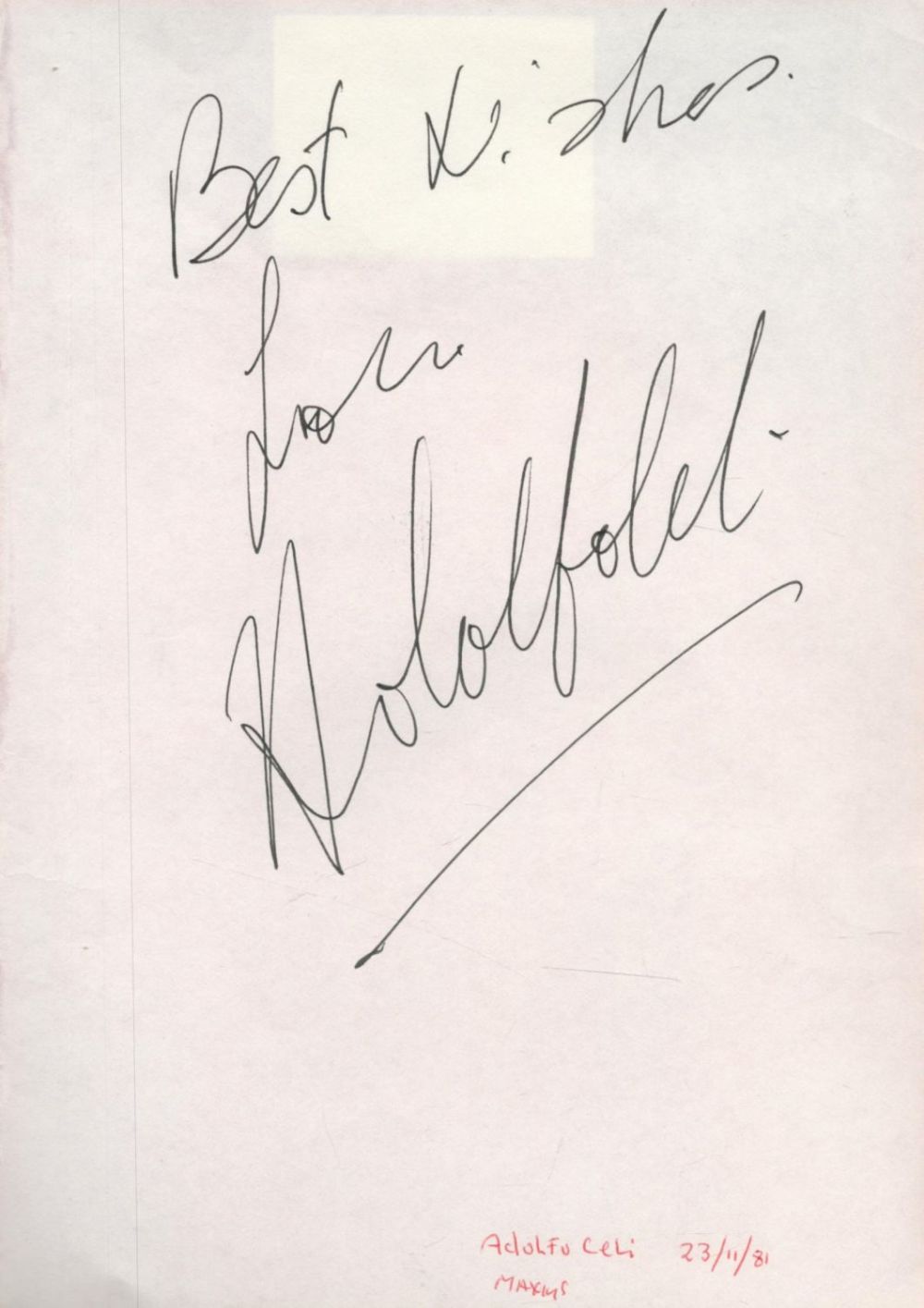 Lot 297: Adolfo Celi signed 8x6 album page. Good condition....
