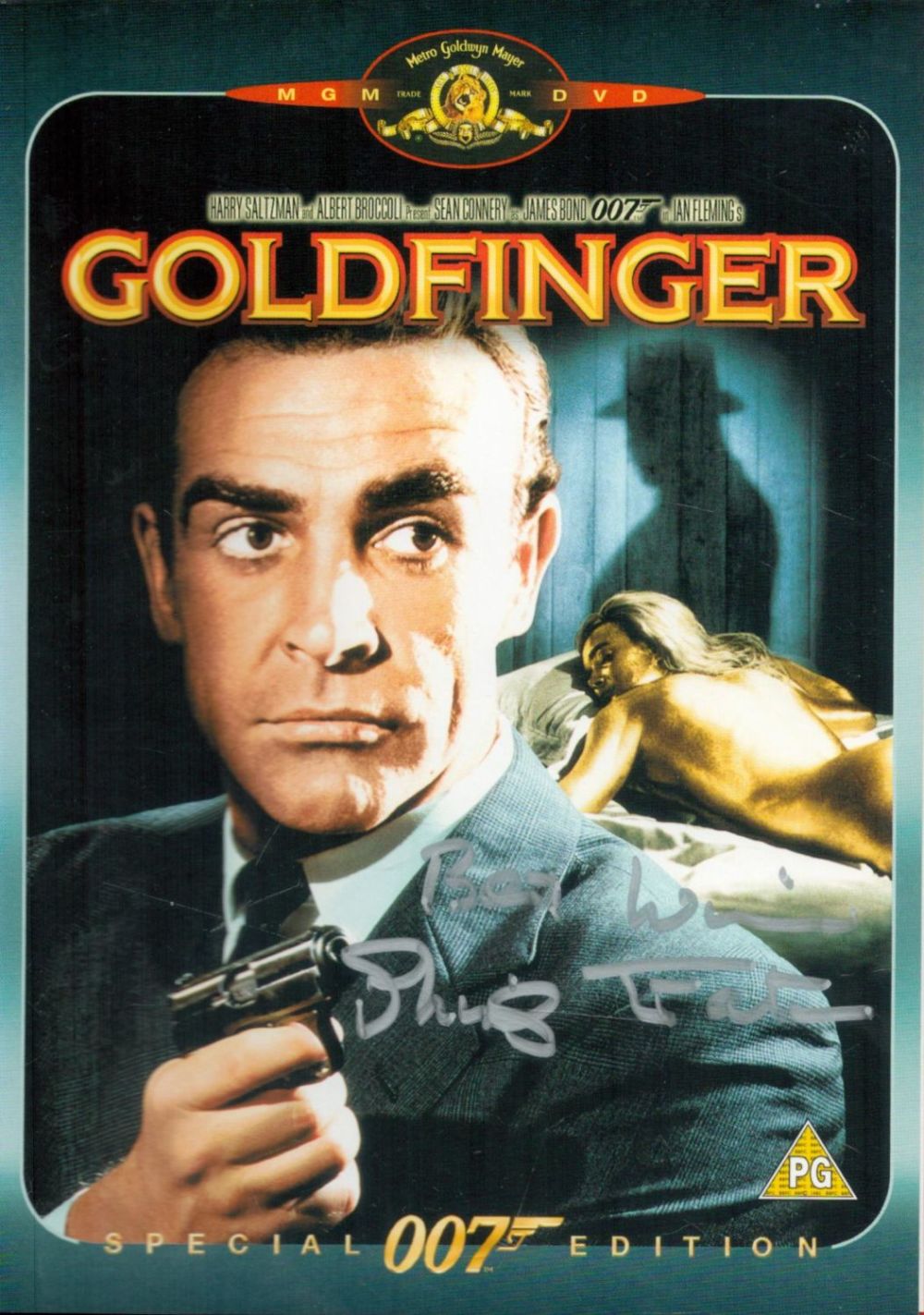 Lot 300: Shirley Eaton signed Goldfinger DVD Sleeve disc included....