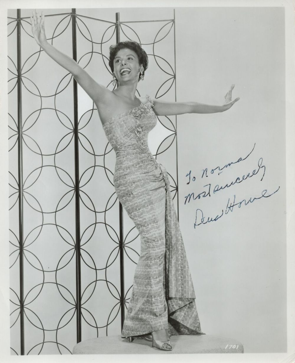 Lot 327: Lena Horne signed 10x8 vintage black and white...