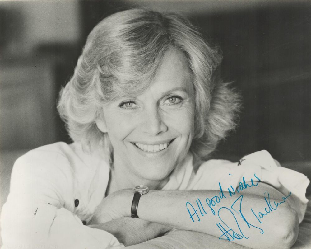 Lot 378: Honor Blackman signed 10x8 black and white photo....