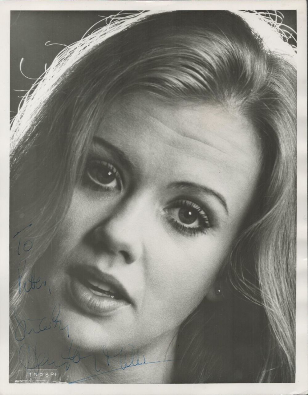 Lot 393: Hayley Mills signed 10x8 black and white photo....