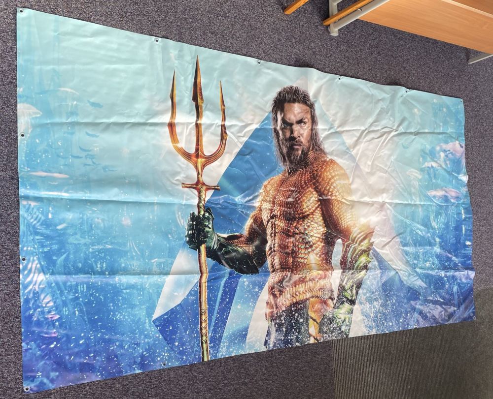 Lot 653: Aquaman 69x131 rolled premiere poster. Good condition. All...