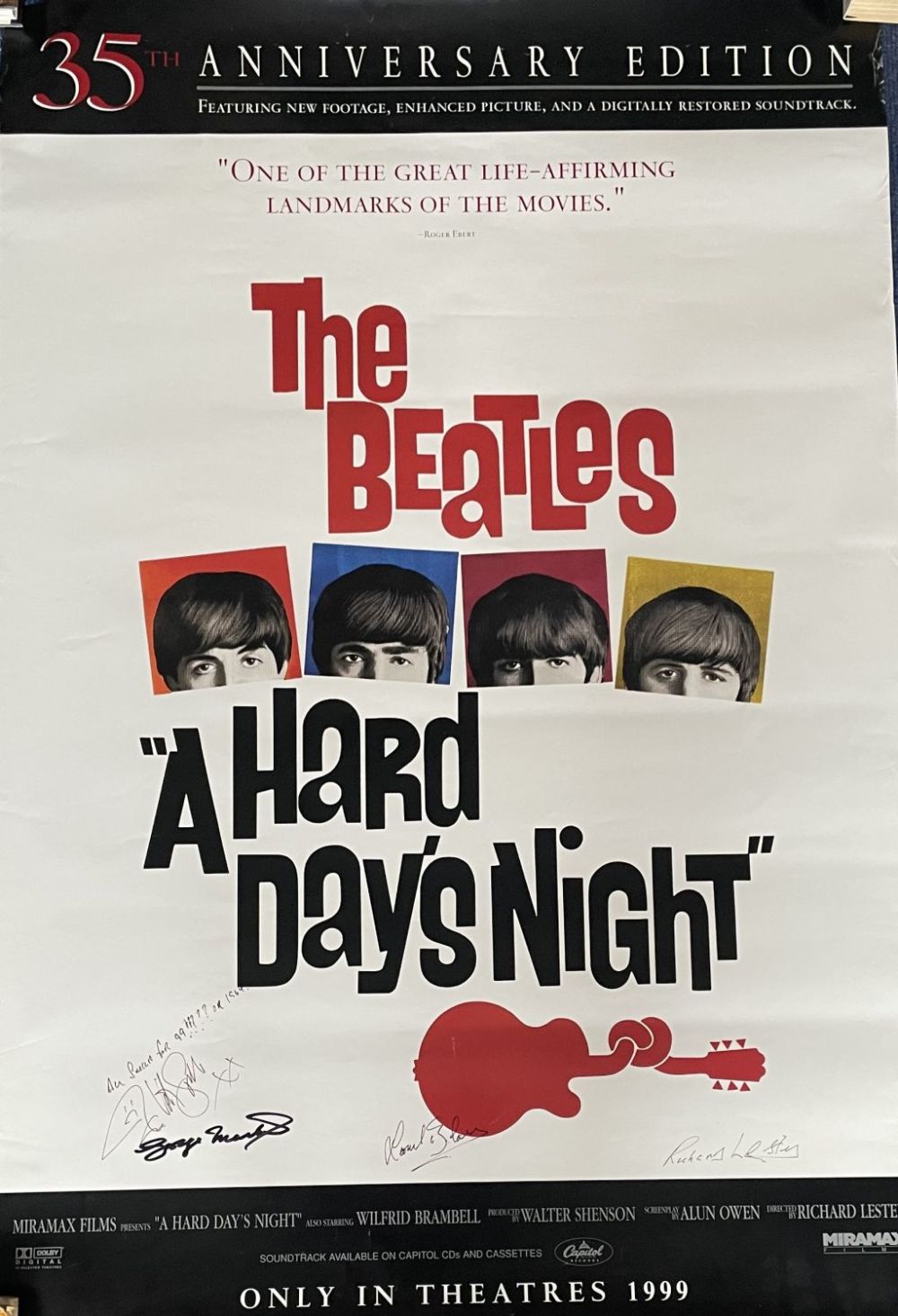 Lot 657: 35th Anniversary Poster of A Hard Day's night...