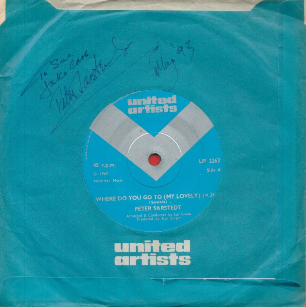 Lot 57: Peter Sarstedt signed United Artist record. Sarstedt was...