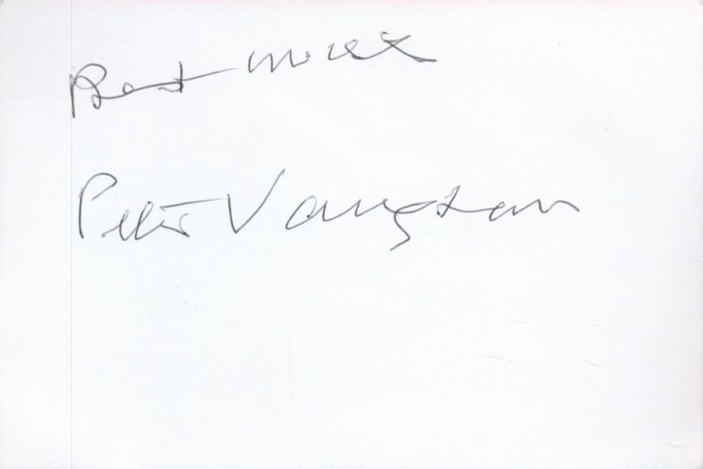 Lot 98: Peter Vaughan signed 6x4 white card. Vaughan was...