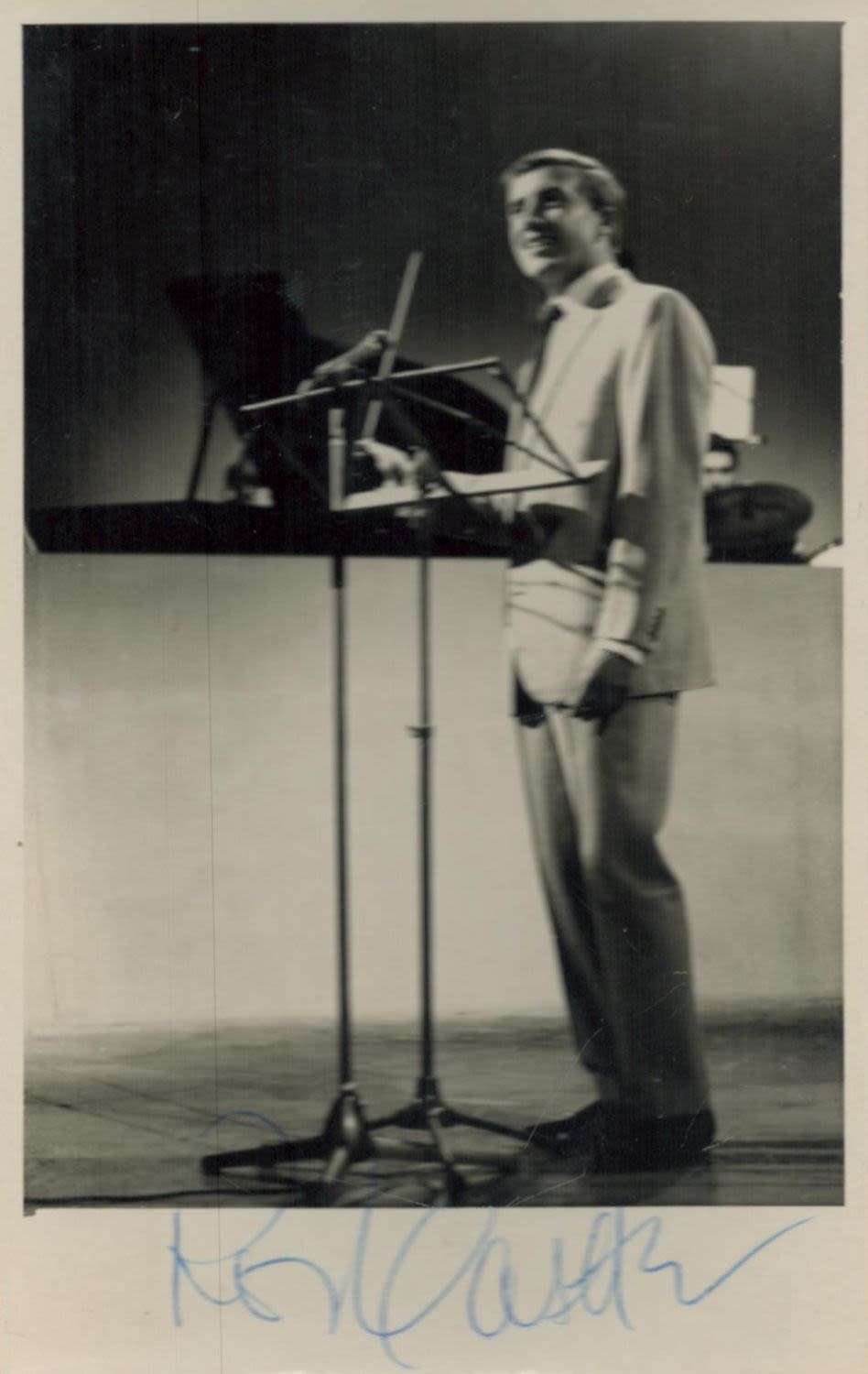 Lot 122: Roy Castle signed 6x4 black and white photo...
