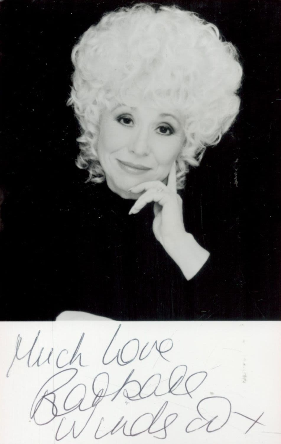 Lot 160: Barbara Windsor signed 6x4 black and white photo....