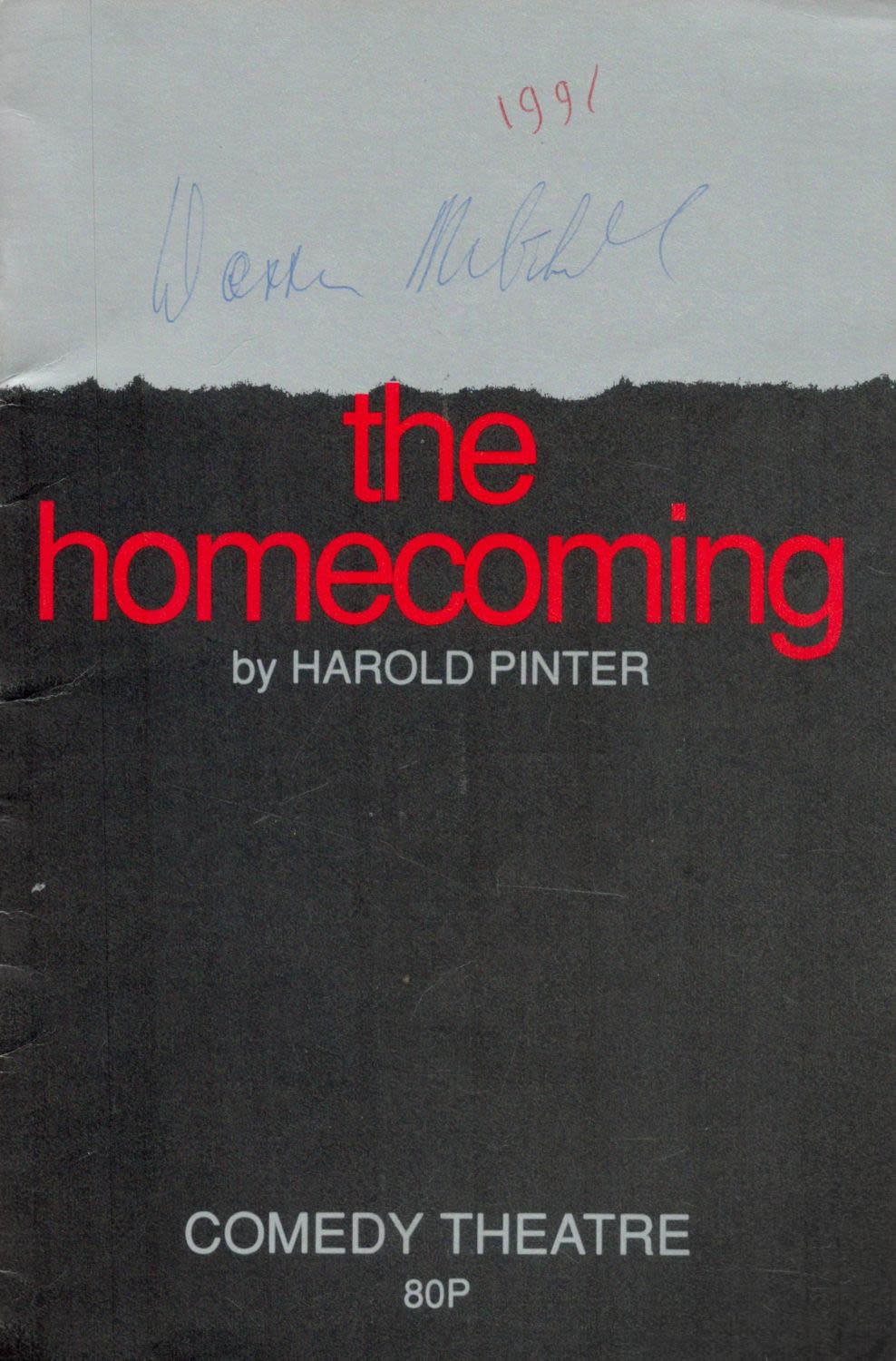 Lot 174: Warren Mitchell signed The Homecoming souvenir programme. The...