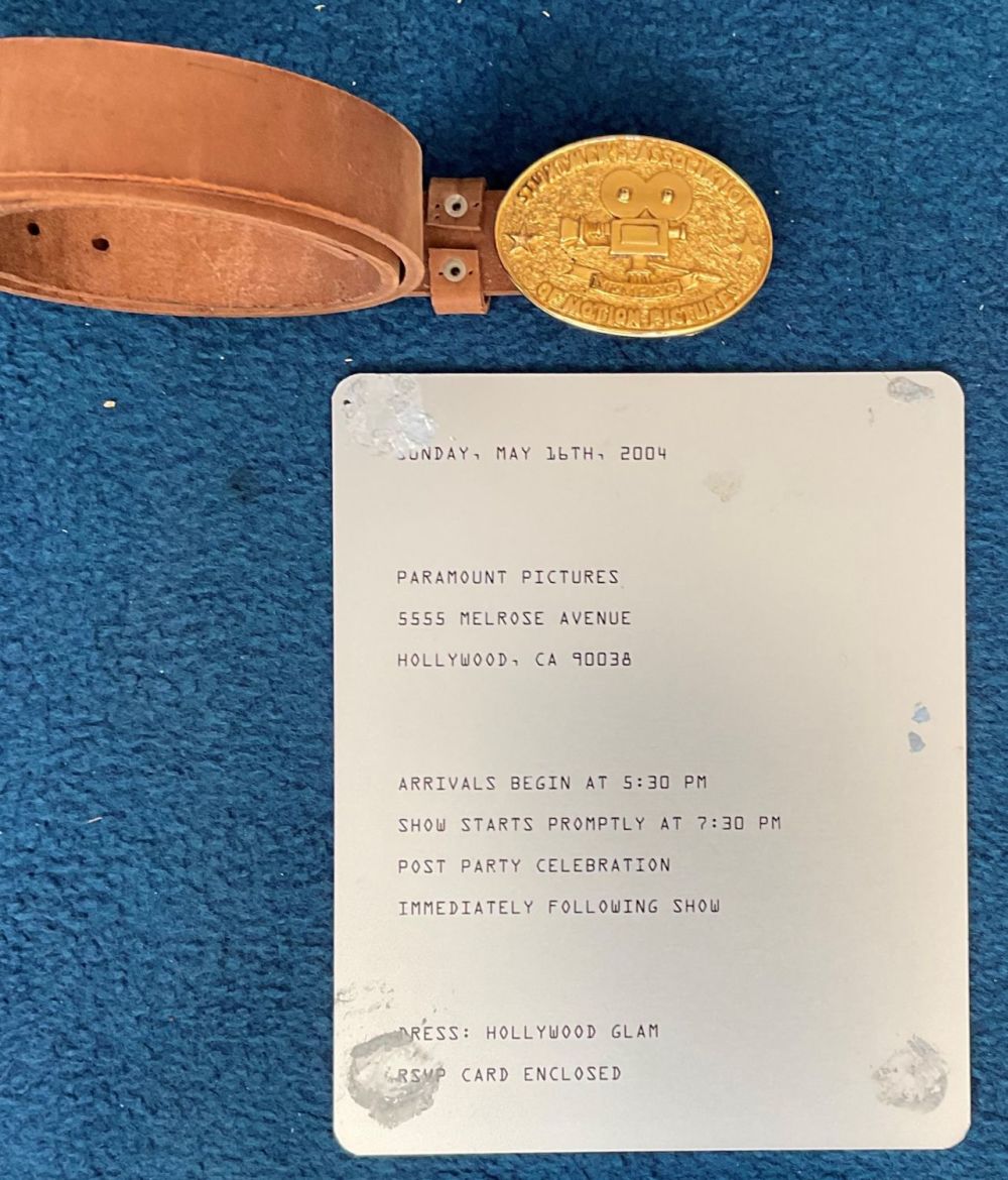 Lot 261: Rare Stuntmens Belt and Plaque for the 2004...