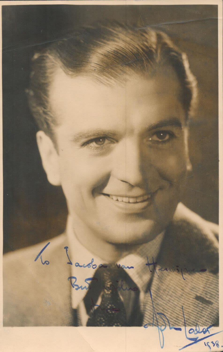 Lot 331: John Loder signed 8x5 vintage sepia photo dedicated...