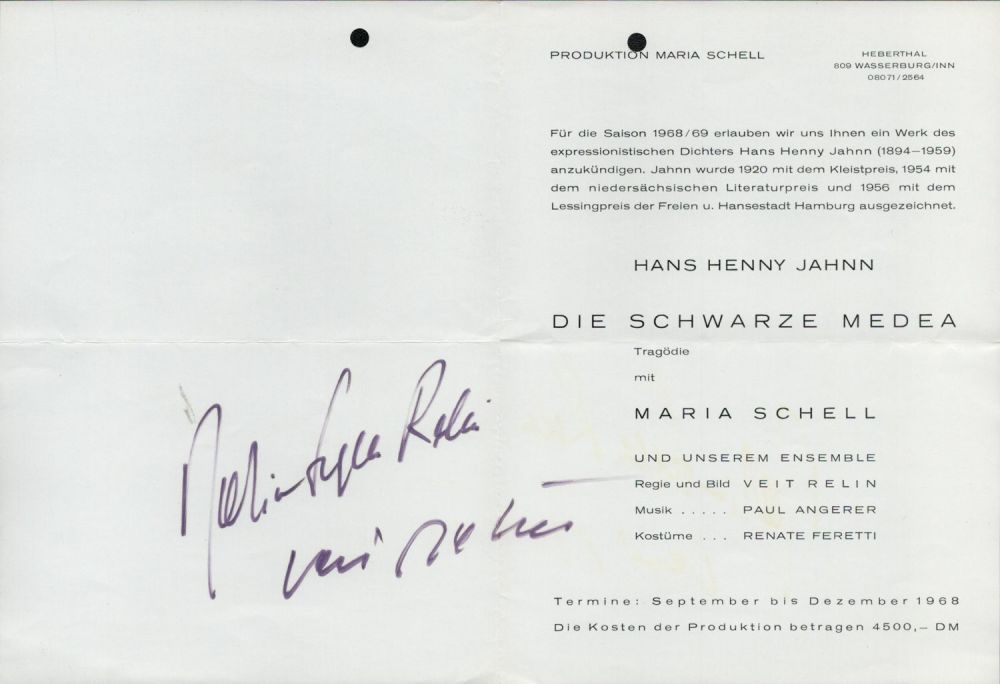 Lot 364: Maria Schell signed programme in black marker pen....