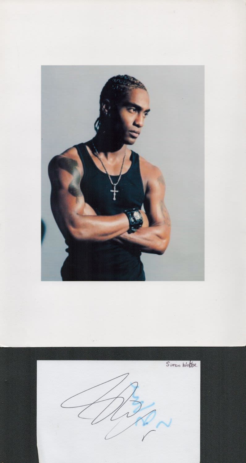 Lot 416: Simon Webbe signature piece featuring a colour photograph...