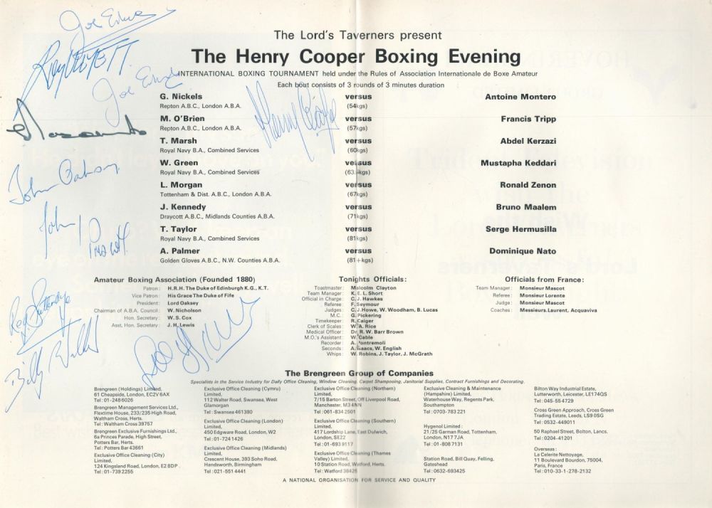 Lot 476: Boxing multiple signed. A large format programme for...