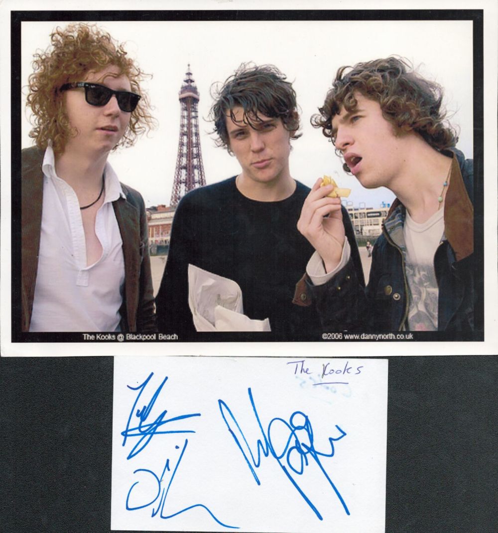 Lot 544: The Kooks multi signed 5x4 white card complete...