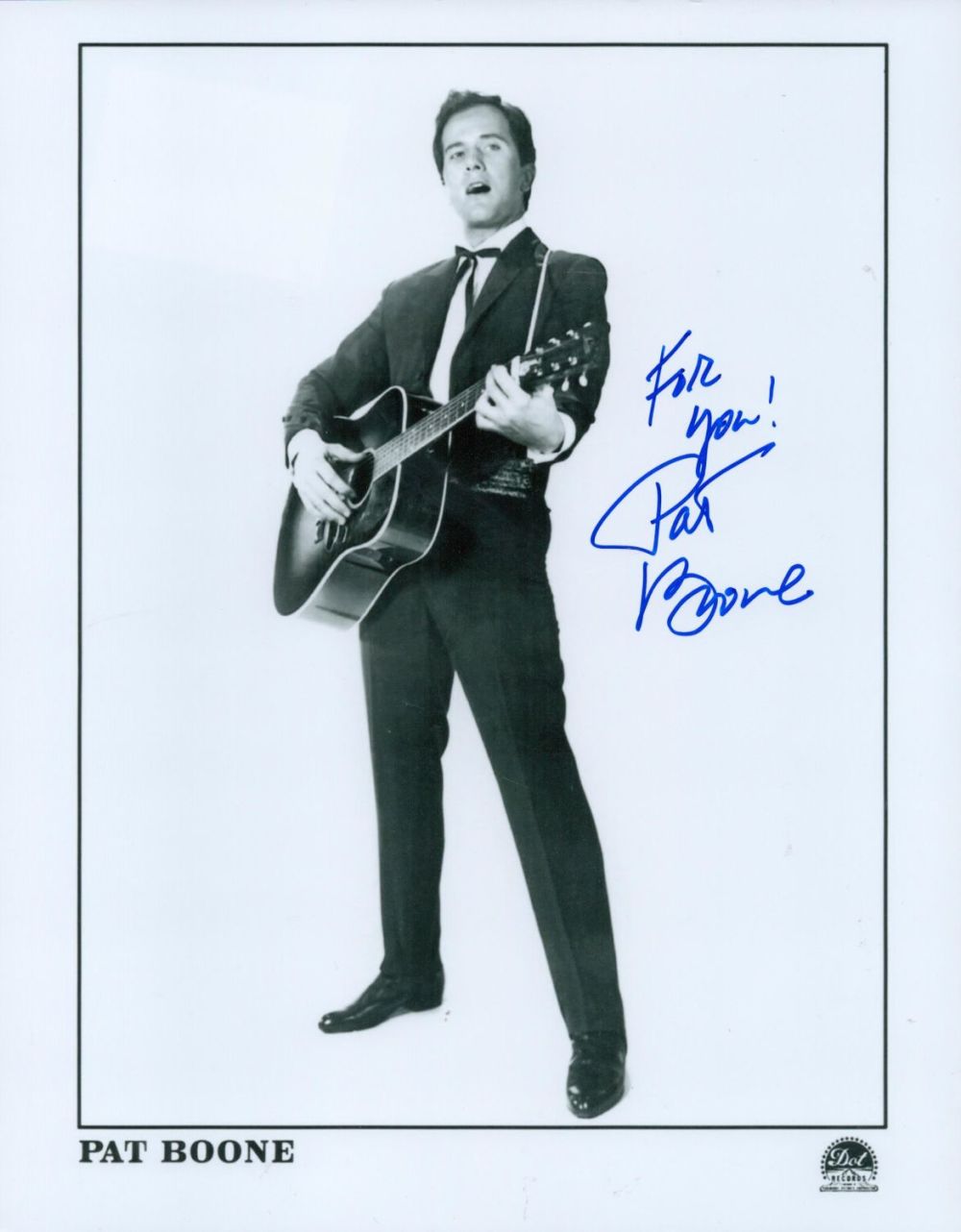 Lot 557: Pat Boone signed 10x8 black and white photo....