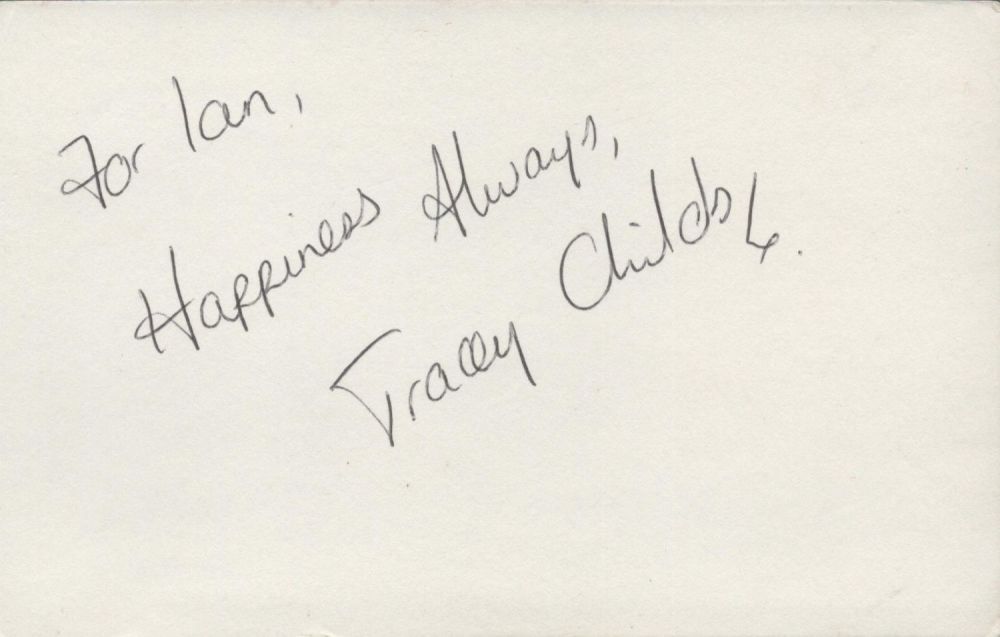 Lot 571: Tracey Childs signed 6x4 album page. Childs is...