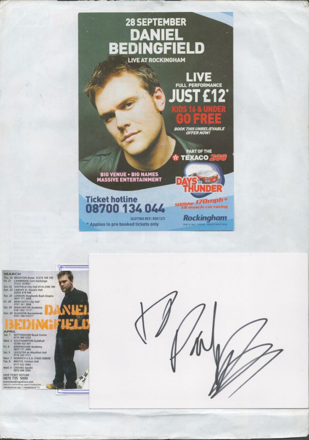 Lot 580: Daniel Bedingfield 12X8 Signature Piece. Bedingfield is a...