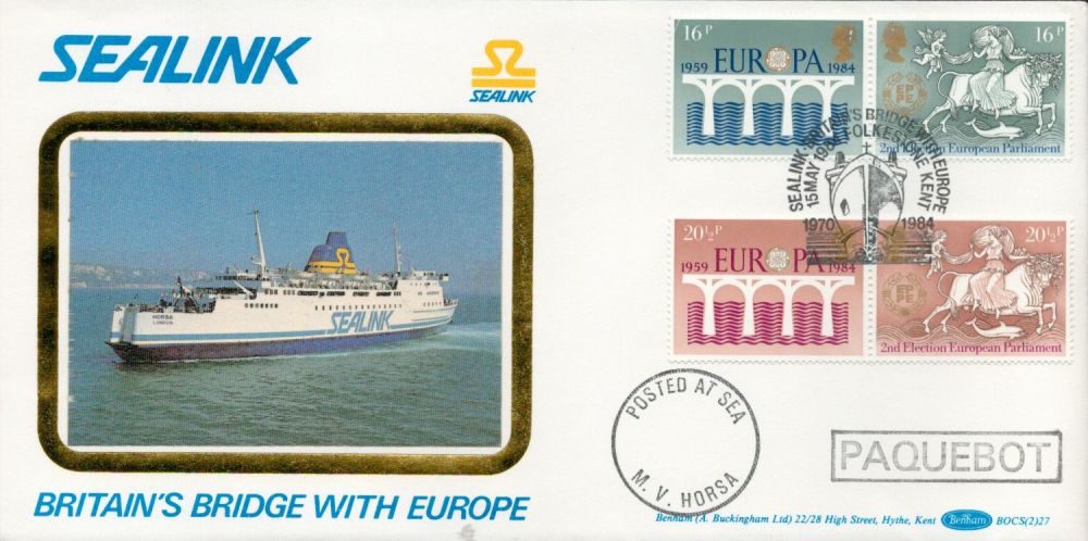 Lot 628: 1984 Europa official Benham FDC BOCS(2)27 Paquebot cover...