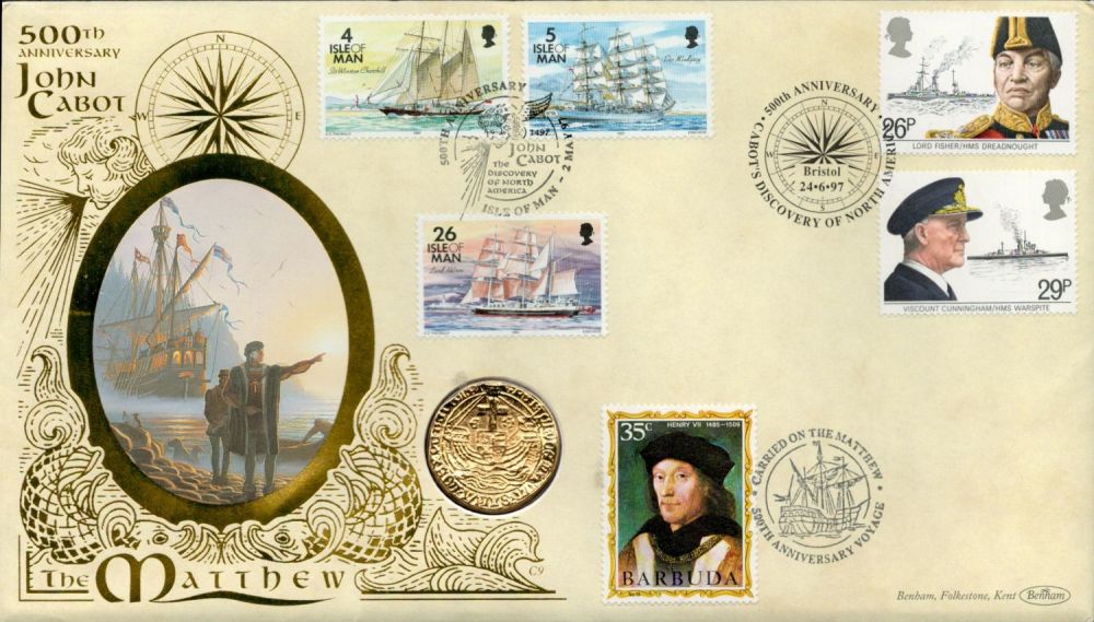 Lot 635: 1997 John Cabot Benham Coin FDC to commemorate...