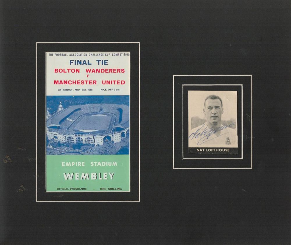 Lot 649: Nat Lofthouse mounted signature piece. Lofthouse OBE (27...