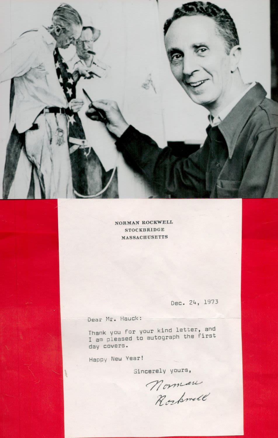Lot 103: NORMAN ROCKWELL (1894-1978) Artist signed vintage 1973 Letter...