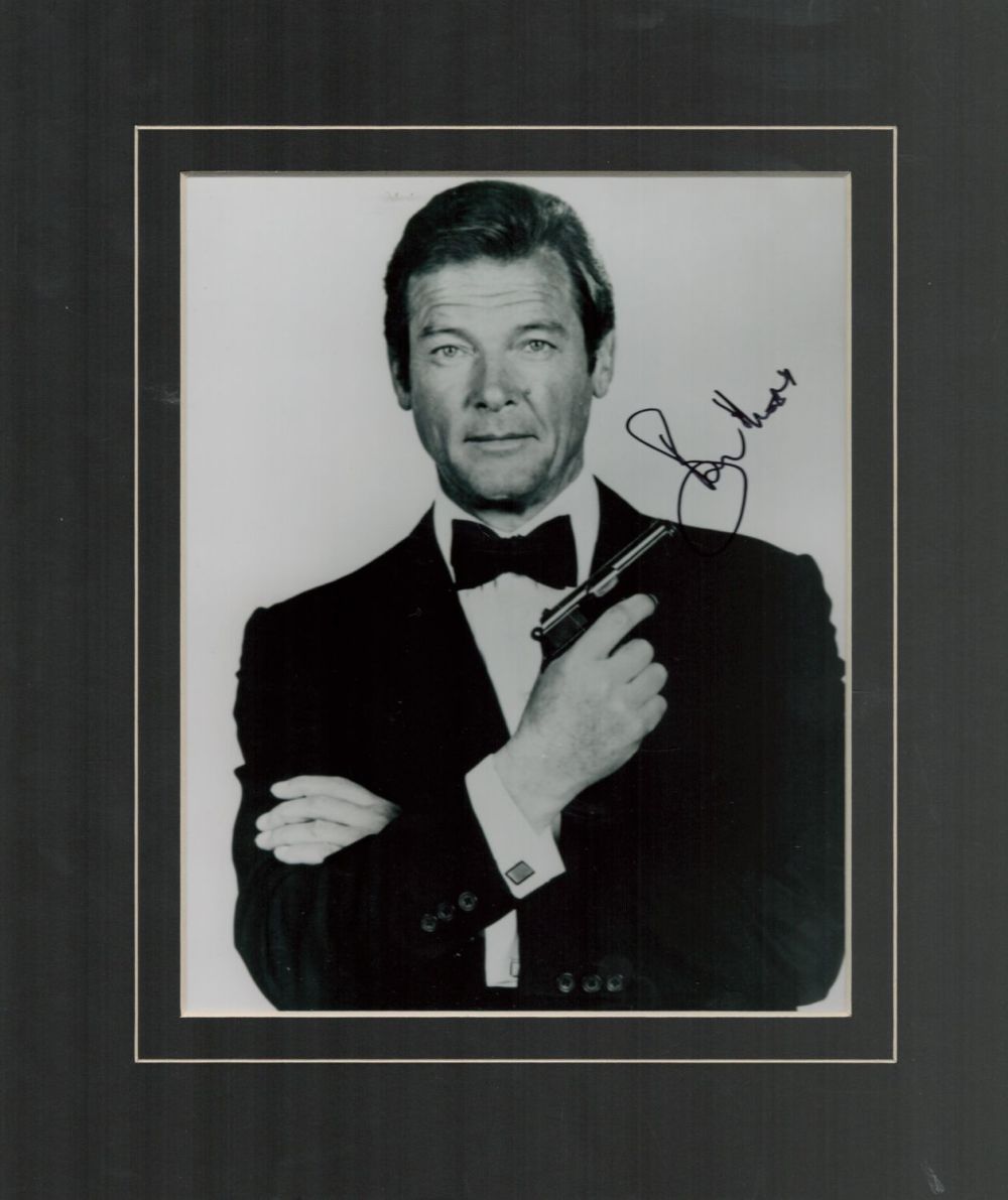Lot 177: Roger Moore signed 14x12 overall mounted James Bond...