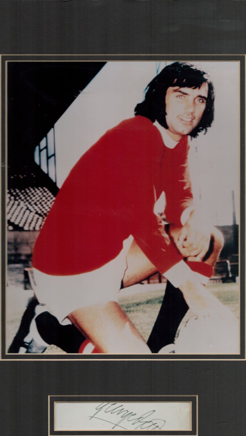 Lot 207: George Best 16x12 overall mounted signature piece includes...