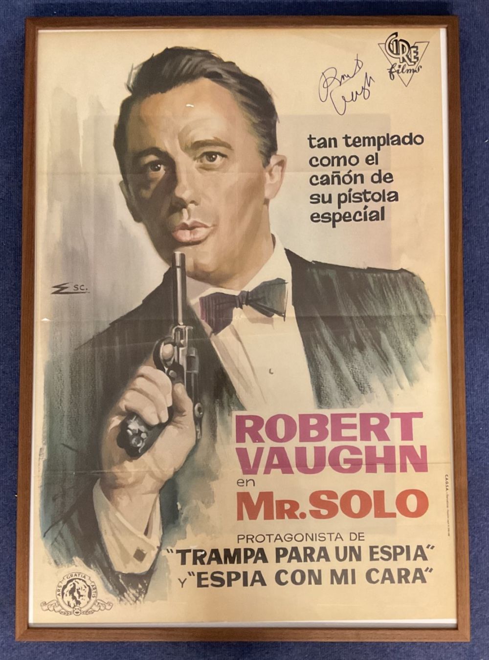 Lot 212: Robert Vaughan 42x29 frame and mounted Mr Solo...