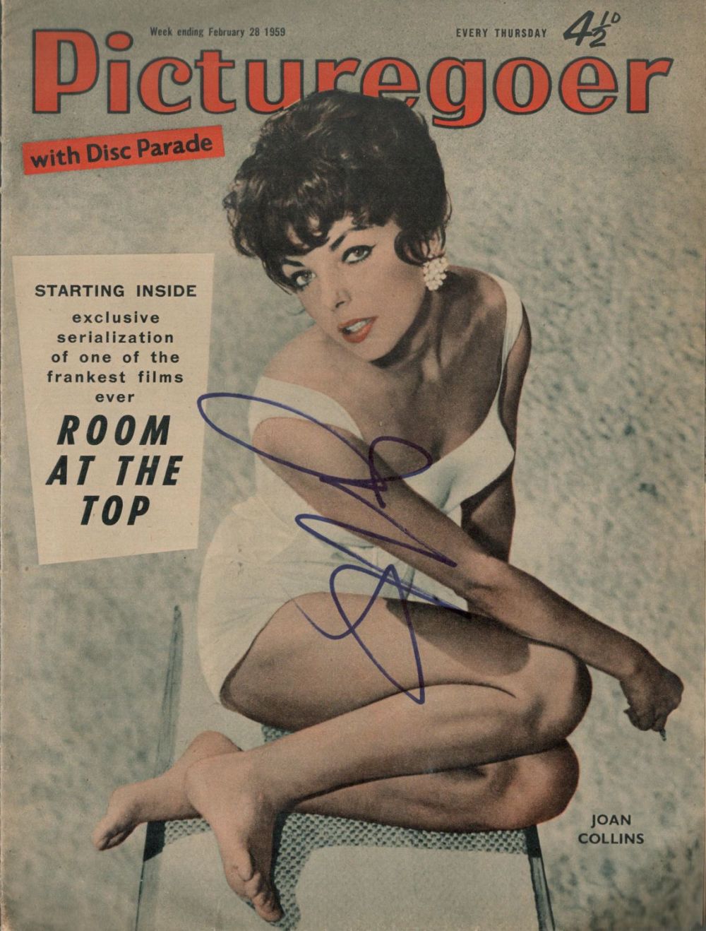 Lot 217: Joan Collins signed Picturegoer vintage magazine dated February...