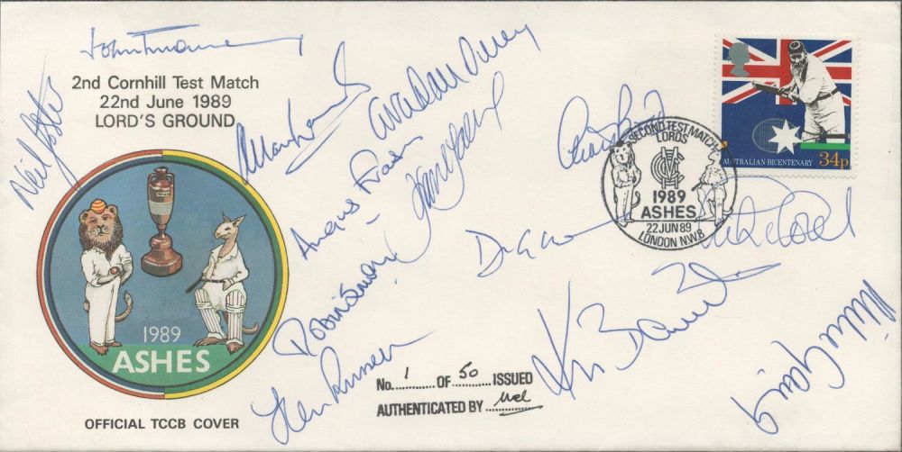 Lot 129: Cricket 12 Players Signed 1989 Ashes Tour First...